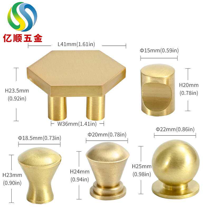 现货式纯铜拉手纯铜把手北欧抽屉衣柜拉手菱形六角单孔简约把手