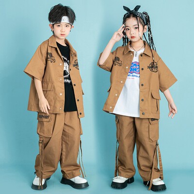 速发少儿街舞i装六一嘻哈工装演出服套装h童童爵士舞男服phop表演