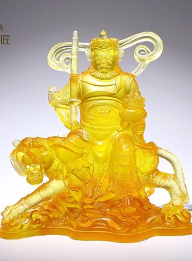 速发琉璃骑虎武财神赵公明摆件客厅供财位五路财神佛里用正奉家像