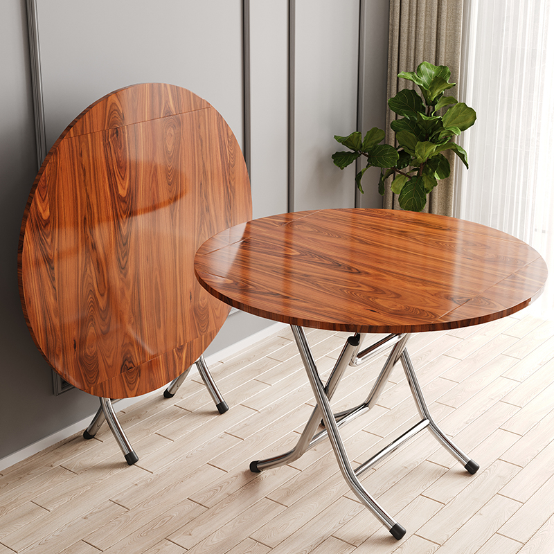 速发餐桌小户型家简饭形用约方桌房商用圆桌简易圆桌折叠桌子