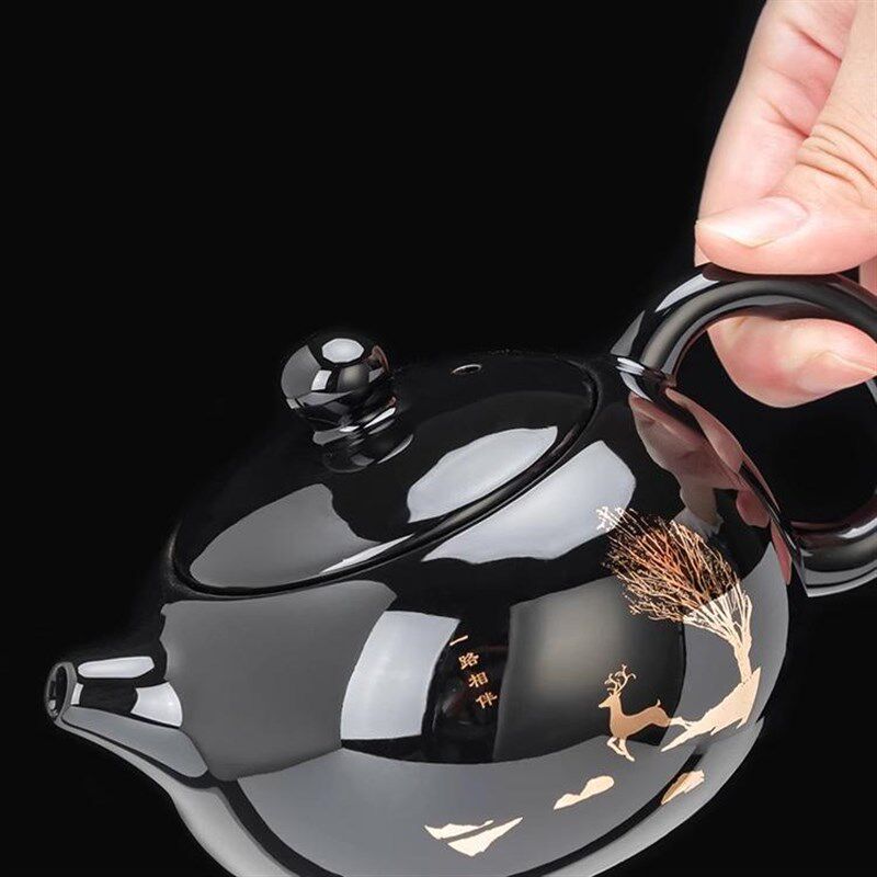 速发2025黑釉茶壶泡泡陶瓷茶具茶茶单壶壶你一人茶迷手把西施壶
