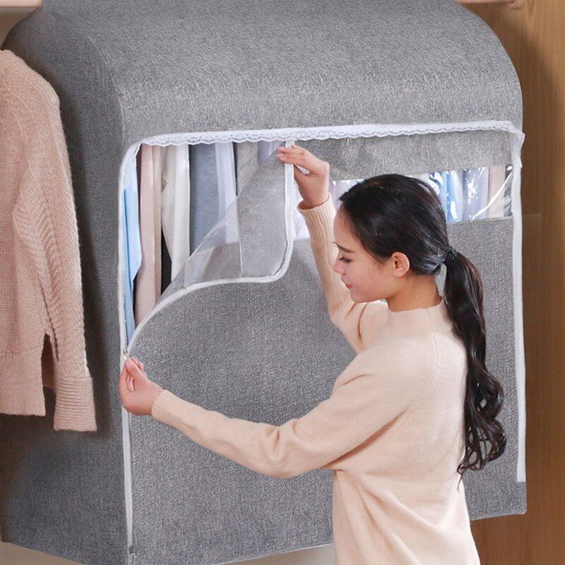速发棉麻封闭防尘罩塑料透明衣服罩衣大挂式物衣收纳整理袋子