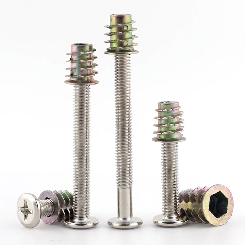 速发件6M8十字倒边螺丝螺母套装组合五形家具床螺丝配M梯金内外牙