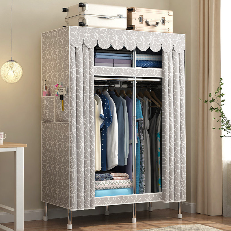 速发衣架卧地落室可移动小型衣柜式挂衣架床边家用房间衣帽挂架衣