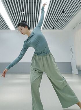 速发夏天舞蹈服长服形体服国古典舞中舞舞练功袖一字领上衣