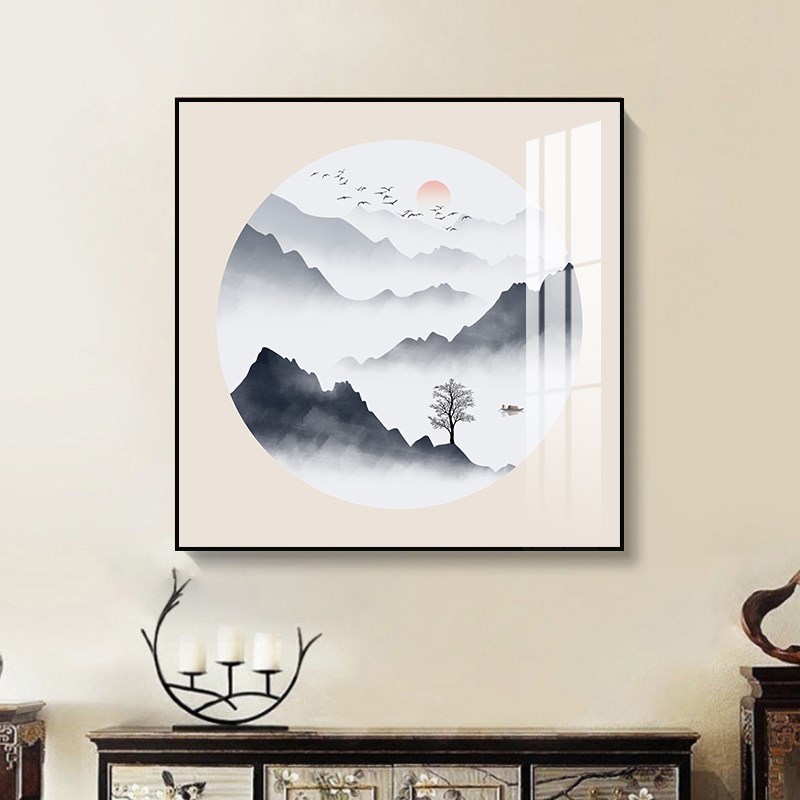 速发关中方玄新装饰画风景山水画走廊过道壁画客厅式形餐厅办公室