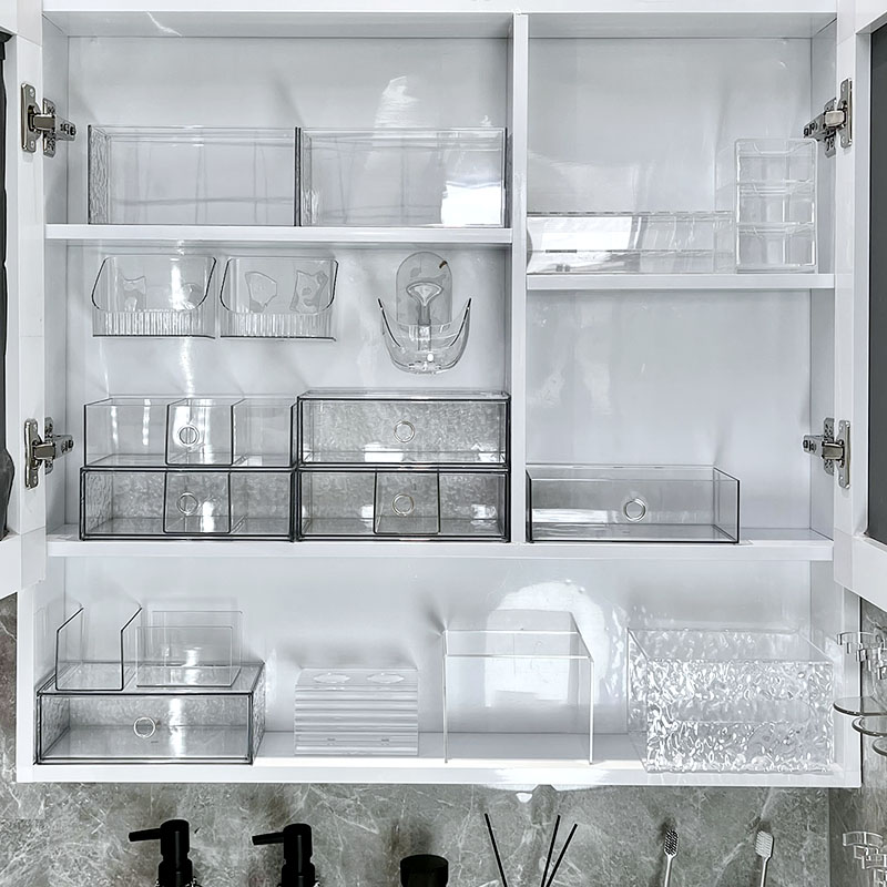 速发浴室整面收纳盒透明抽屉式镜理盒卫生间洗漱台桌柜护肤品置物