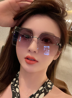 速发202新款墨潮级感防紫外线无框太镜夏大脸开车专用