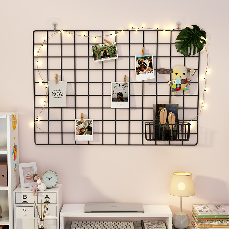 速发架生宿舍架格照片墙铁艺墙上置物学免打孔装饰挂件展示网卧室