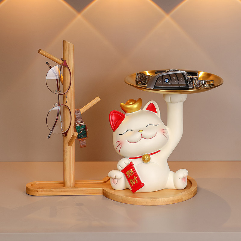 速发新居礼品招财猫玄关收柜家居摆件收纳盒发装果电视酒纳财饰品