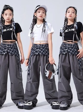 速发孩爵士舞服装新款街舞演出服嘻哈少儿jaz短z款上衣hiphop练功