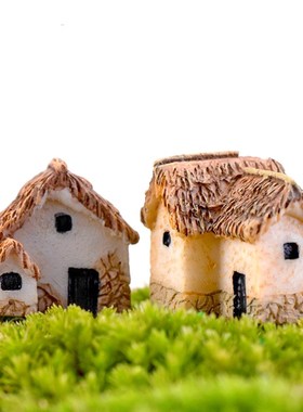 速发中草复古小房子古代房屋茅式屋景屋树脂小摆件微景观造茅装饰