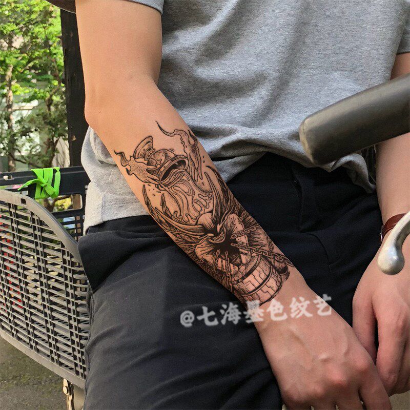 速发新款美式霸气草本纹身贴男防水手臂潮酷图案仿真遮疤自然贴纸