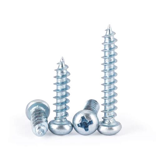 速发碳钢5镀蓝白锌圆头自攻螺丝PA十字盘头木工木丝小螺牙钉M4M铁