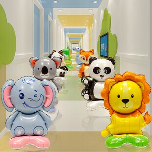 速发生日派对布季装饰动物铝膜站学气球路引幼儿园开立置拍照道具
