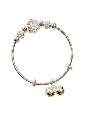 镂空花朵铃铛手镯 韩版简约百搭显白