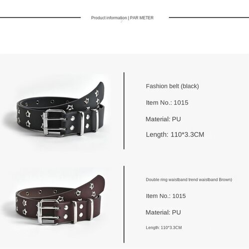 极速NEW Star Eye Rivet Belt Goth Style Double Pin Buckle  Ma