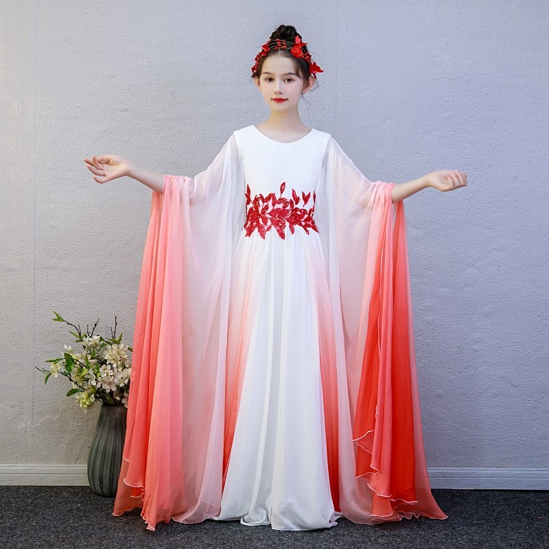 童古筝演出汉服中风2023新款渐变色民乐艺考舞台表演考级礼服女