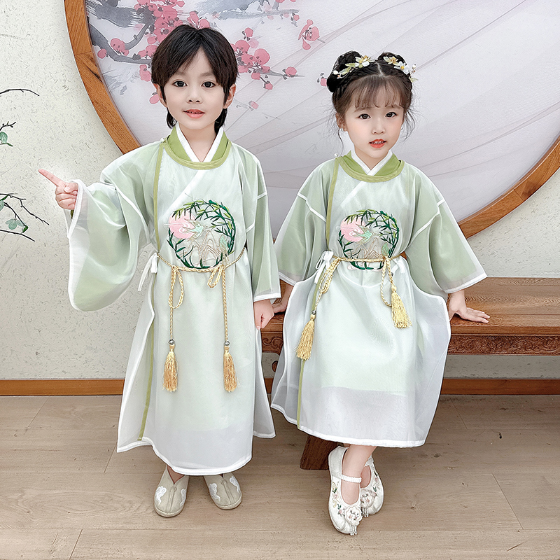 儿童演出服小学生汉服古装表演服装民国风毕业服古筝合唱服国学服