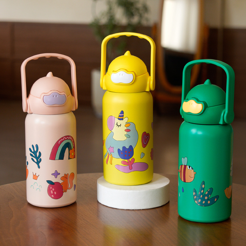 316儿童保温杯吸管水杯子带提手大容量水壶杯子礼品