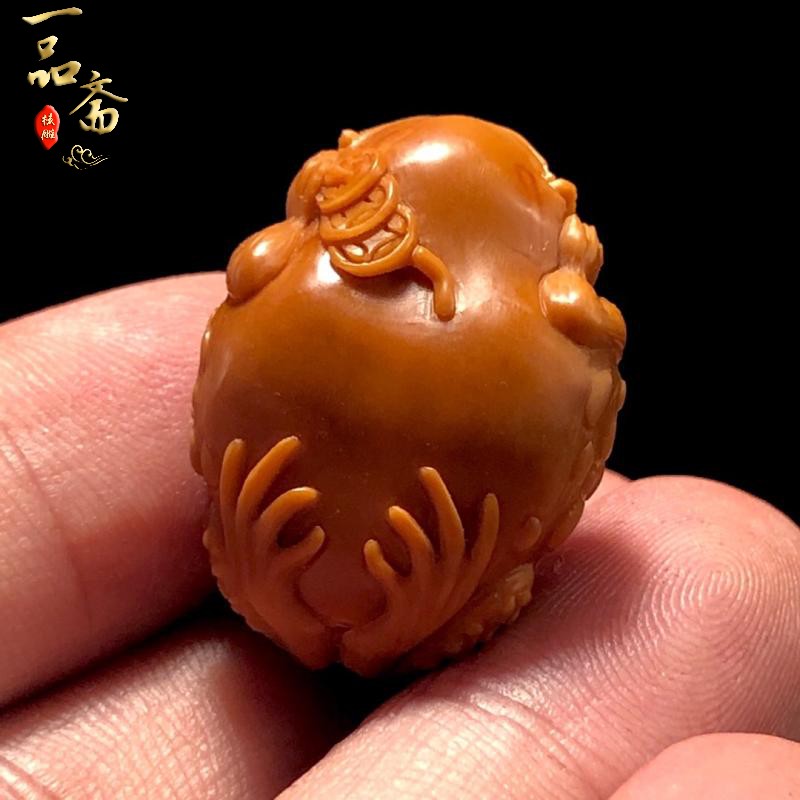 橄榄核单籽子母金蟾核雕吊坠挂件大籽雕刻蟾蜍手串脖挂配饰文玩
