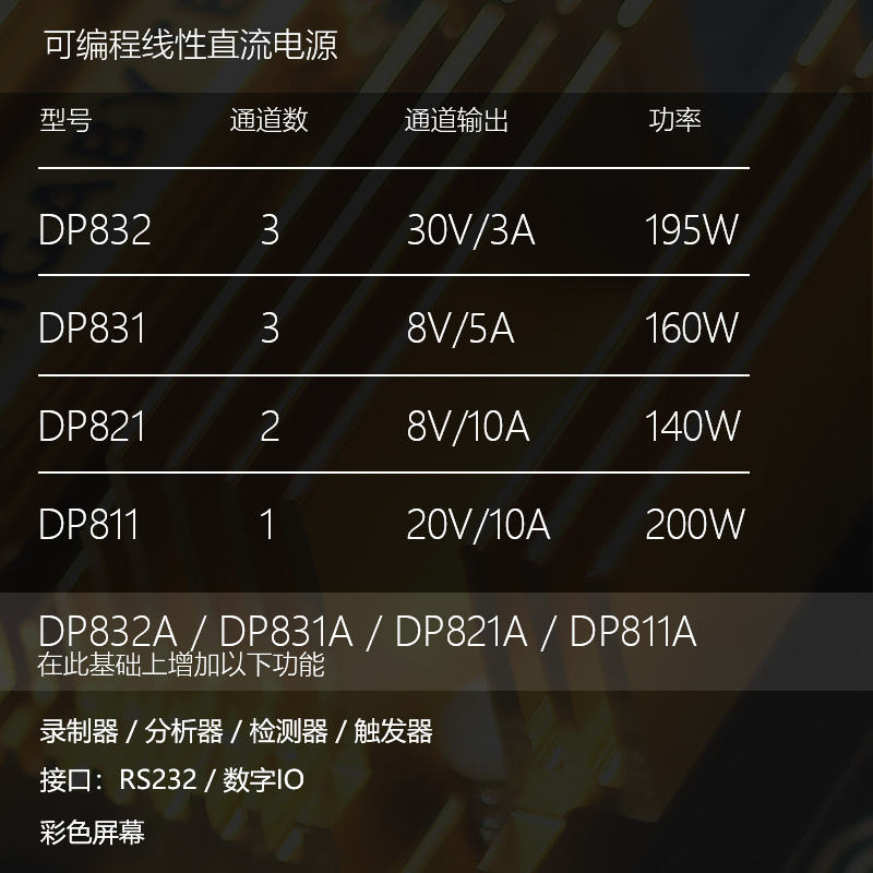 普源DP832可编程直流电源三路DP831/DP821/DP811程控电源DP800A