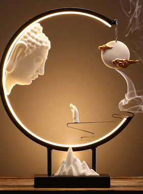 新中式禅意香炉摆件电视柜创意玄关家居茶室客厅酒柜倒流香装饰品