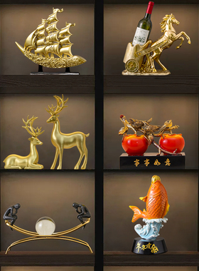 招财鹿酒柜装饰品摆件客厅玄关电视柜轻奢高档家居乔迁新居工艺品