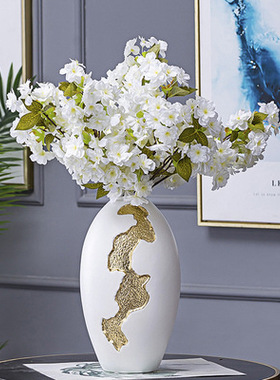 创意轻奢陶瓷花瓶摆件美式家居插花样板房售楼处家具城陶瓷软装饰