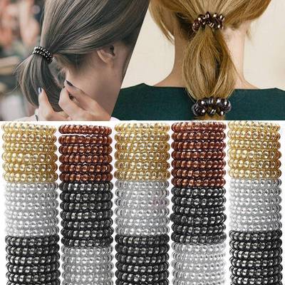 新品4Pcsset Telephone Wire Hair Ties Women Girls Solid Color