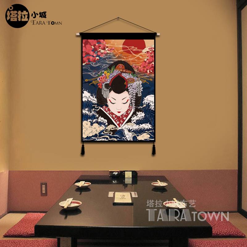 日式挂布和风装饰画浮世绘墙布饭厅料理店挂毯居酒屋挂旗布艺挂画图片