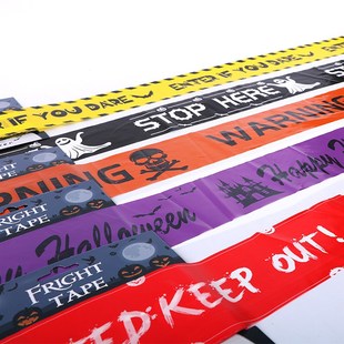 Halloween Signs Decoration Tape Prop Warning 2023