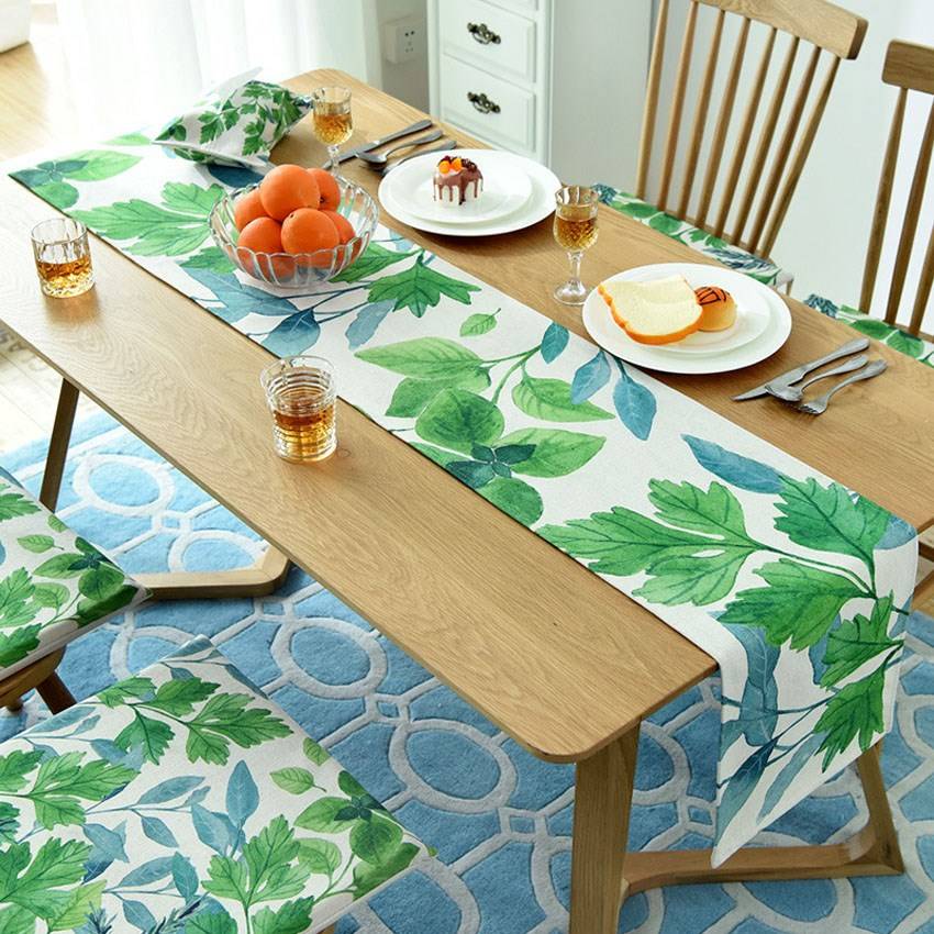 Nordic Monstera Table Runner Dining Table Mat Plant Leaf Non