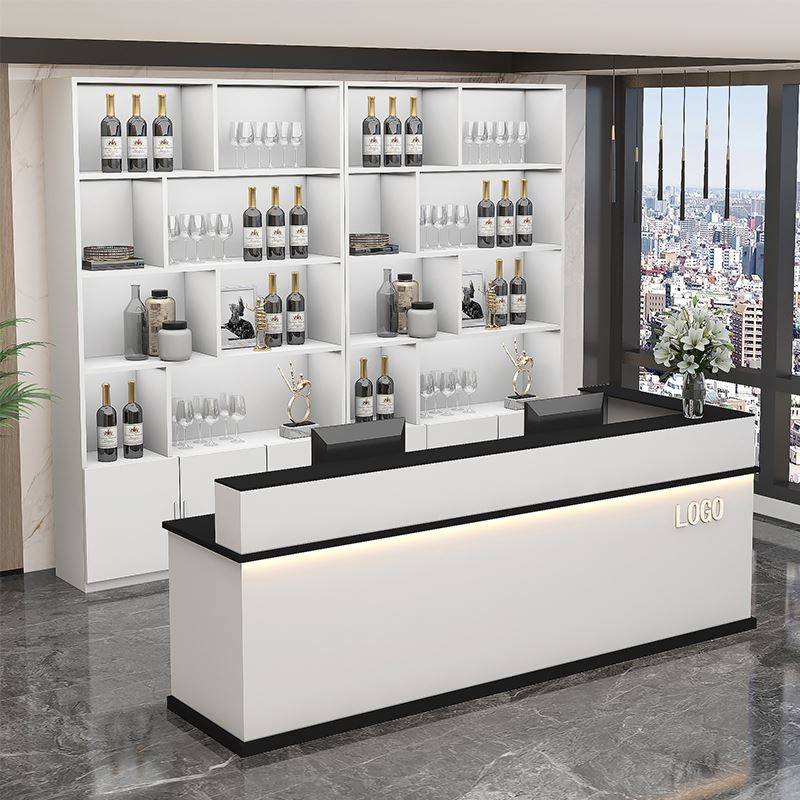超市收银柜台转角吧台柜落地酒柜组合餐厅酒店前台桌接待台商用柜