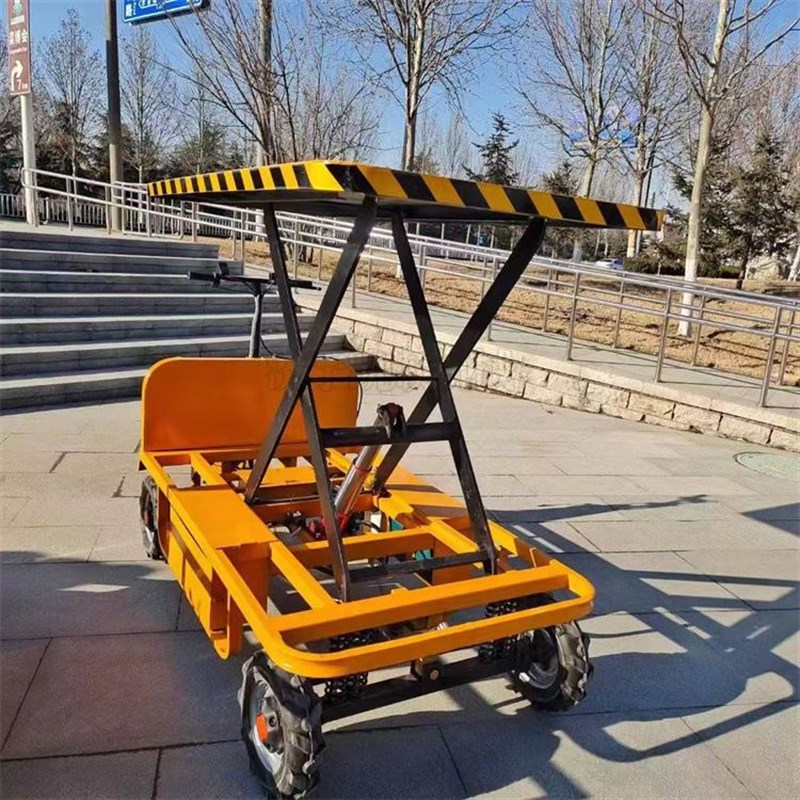 升降电动四轮手推车 高承载移动平台车 仓库搬运升高平台平板车