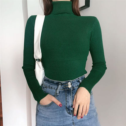 Women Turtleneck Sweaters Autumn Winter Korean Slim Pullover