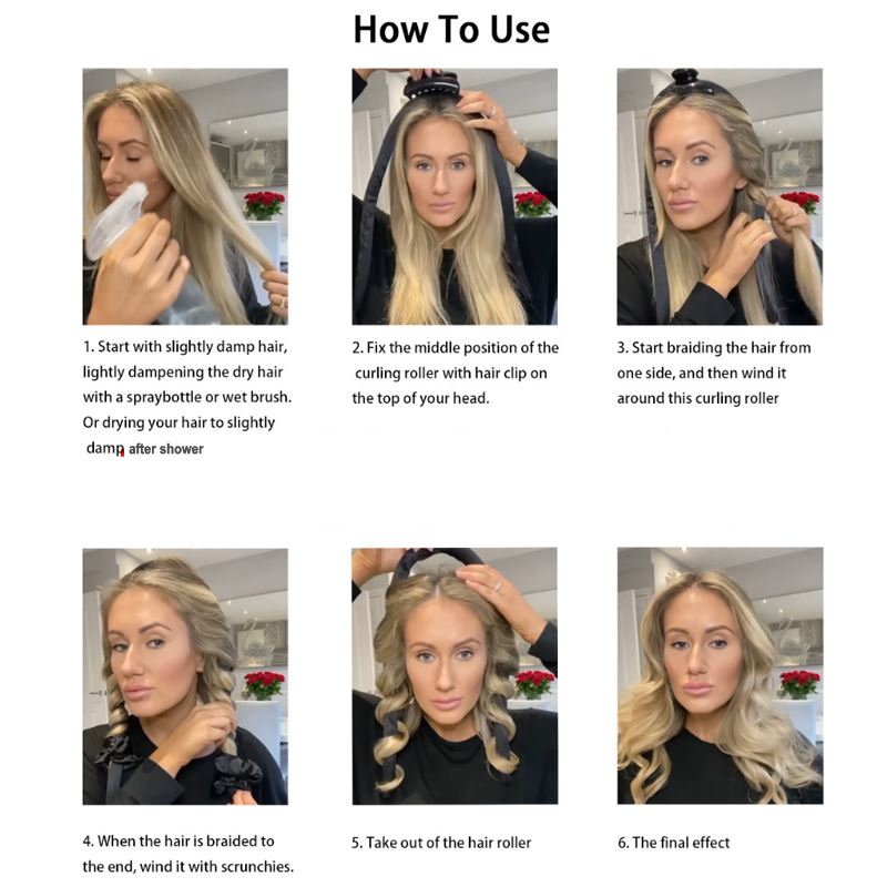 Heatless Curling Rod Headband Hair curler Hairpin Hair stick