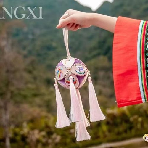 广西靖西绣蕴坊纯手工壮锦绣球伴手礼情人节壮美绣球新品莫兰迪色