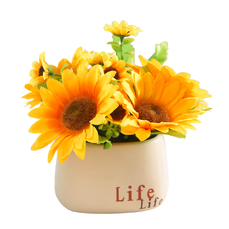 向日葵假花仿真花摆设客厅餐桌花束迷你盆栽绿植室内装饰品小摆件