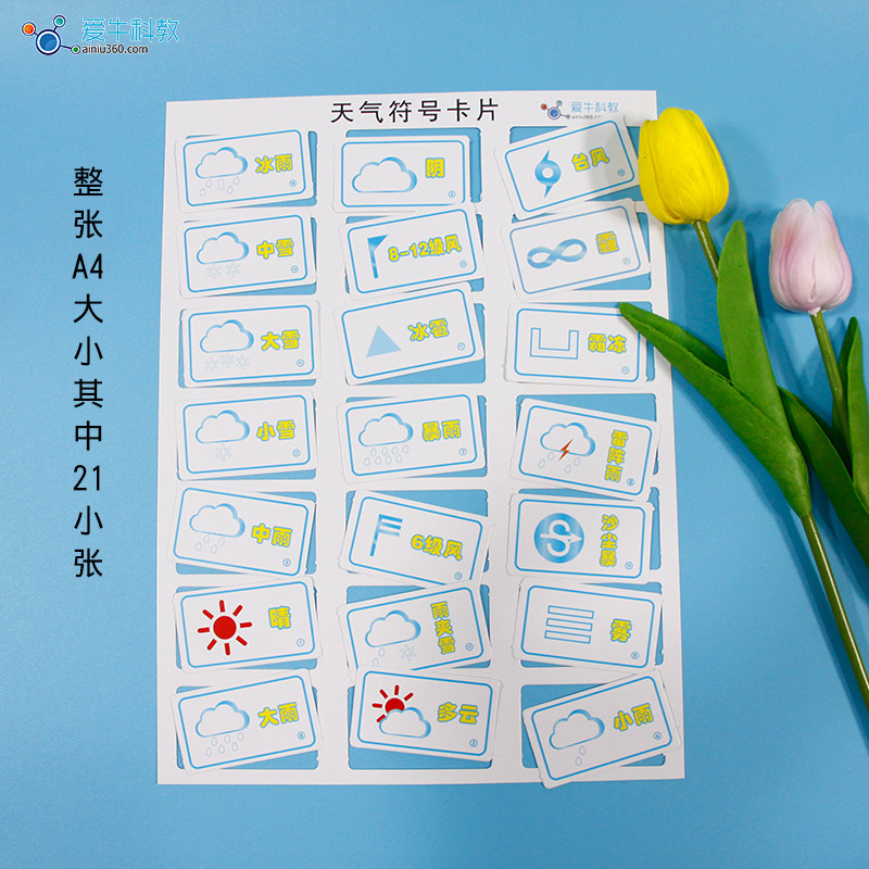 。小学科学 天气符号卡片日历表云图统计画板贴活动相关图空白卡