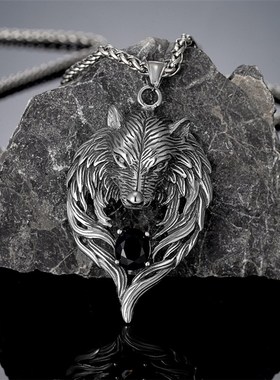 Punk Norse Mythology Odins Wolf Necklaces Men Gold Color St