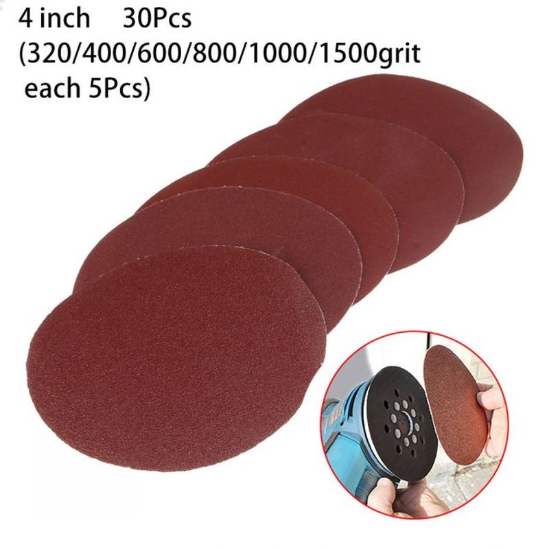 30Pcs 4 Round Shape Sandpaper 320/400/600/800/1000/1500 Gri