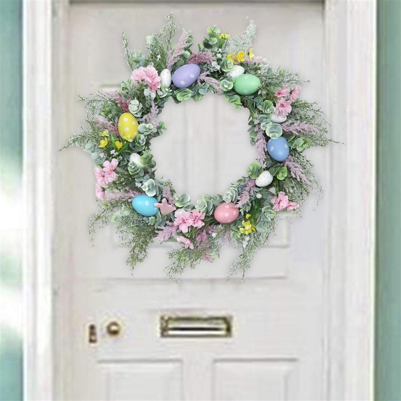45cm Easter Egg Wreath Front Door Decorative Wall Hanging