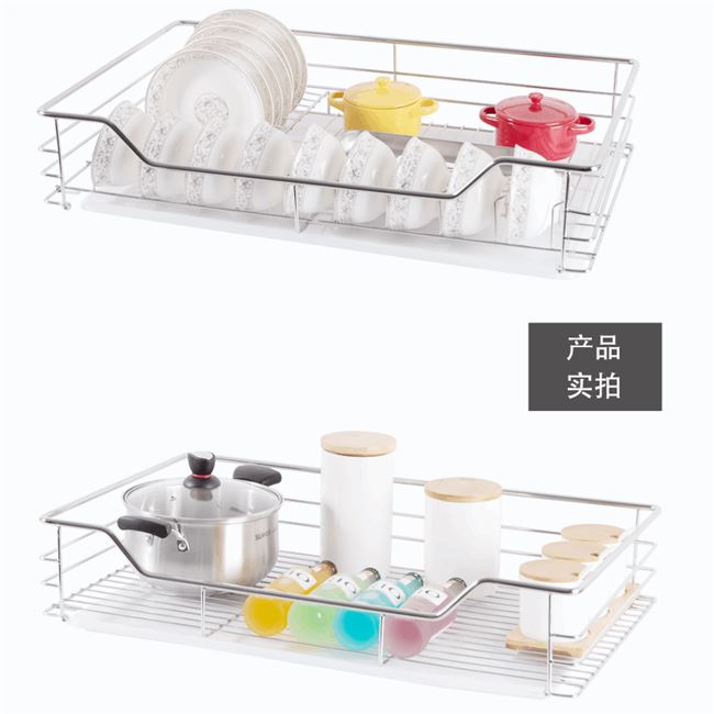 304不锈钢碗蓝厨房拉栏800橱柜拉篮600抽屉碗碟架阻尼滑轨700碗篮