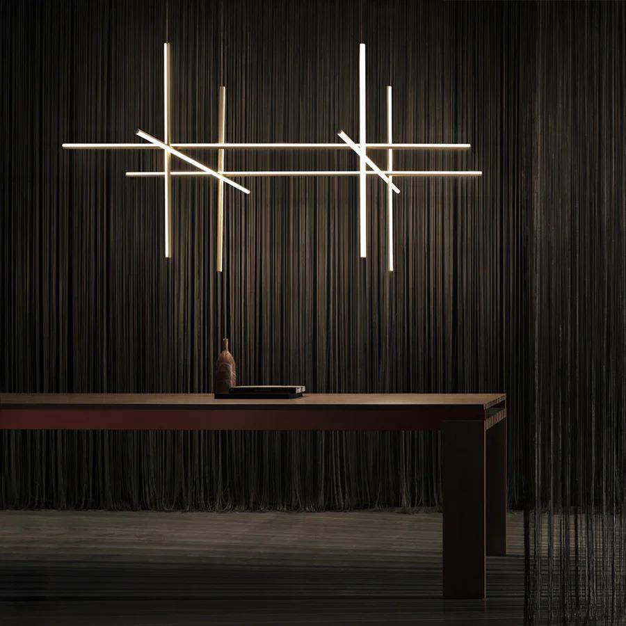 意大利简约线条灯现代别墅挑空客厅餐厅吊灯设计师组合LED吊灯