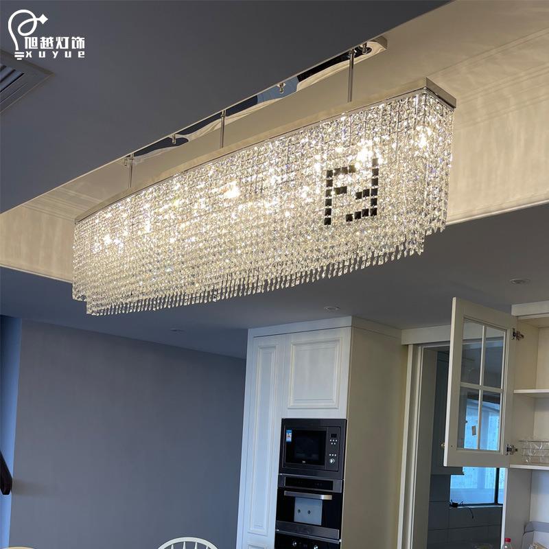 意大利K9水晶吊灯长方形现代轻奢别墅书房餐厅吧台灯具中山工厂