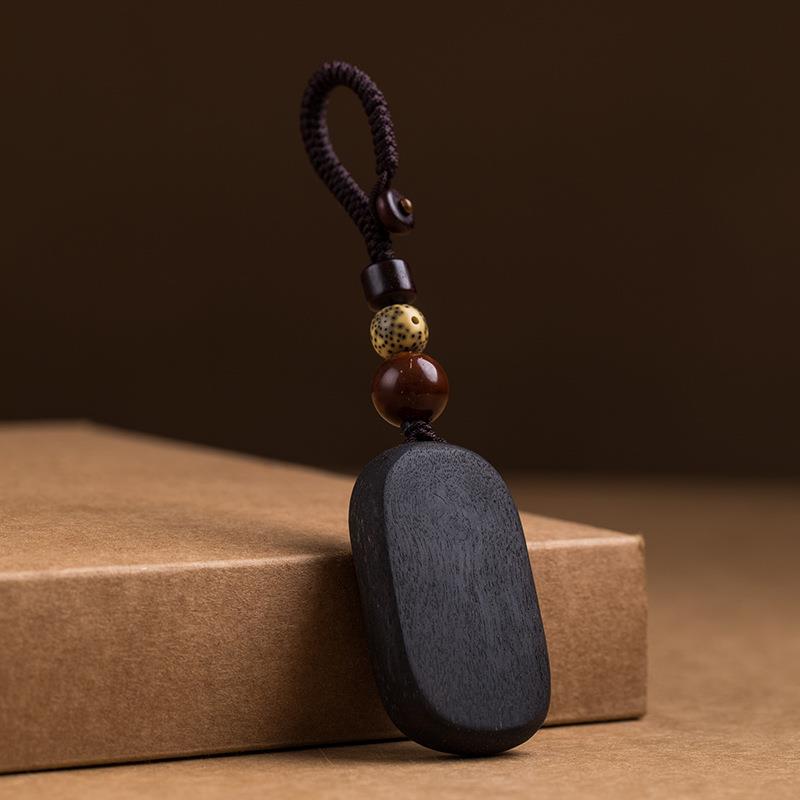 天然沉香木平安无事牌钥匙扣男汽车钥匙挂件女链挂饰高档创意礼品