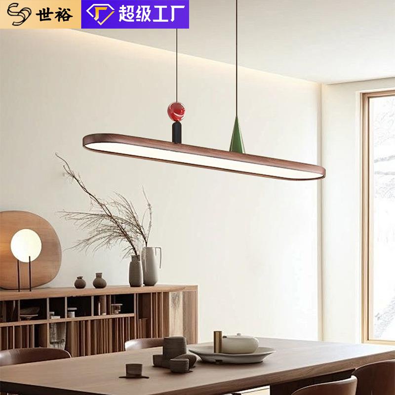 回旋餐厅灯中古风设计师高级吊灯现代奶油风椭圆长条餐桌吧台灯具