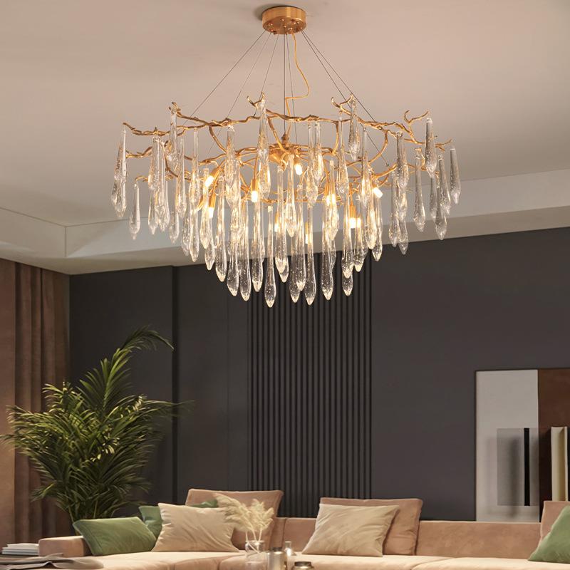 全铜树枝吊灯后现代客厅水晶灯北欧简约卧室餐厅大气网红轻奢灯具