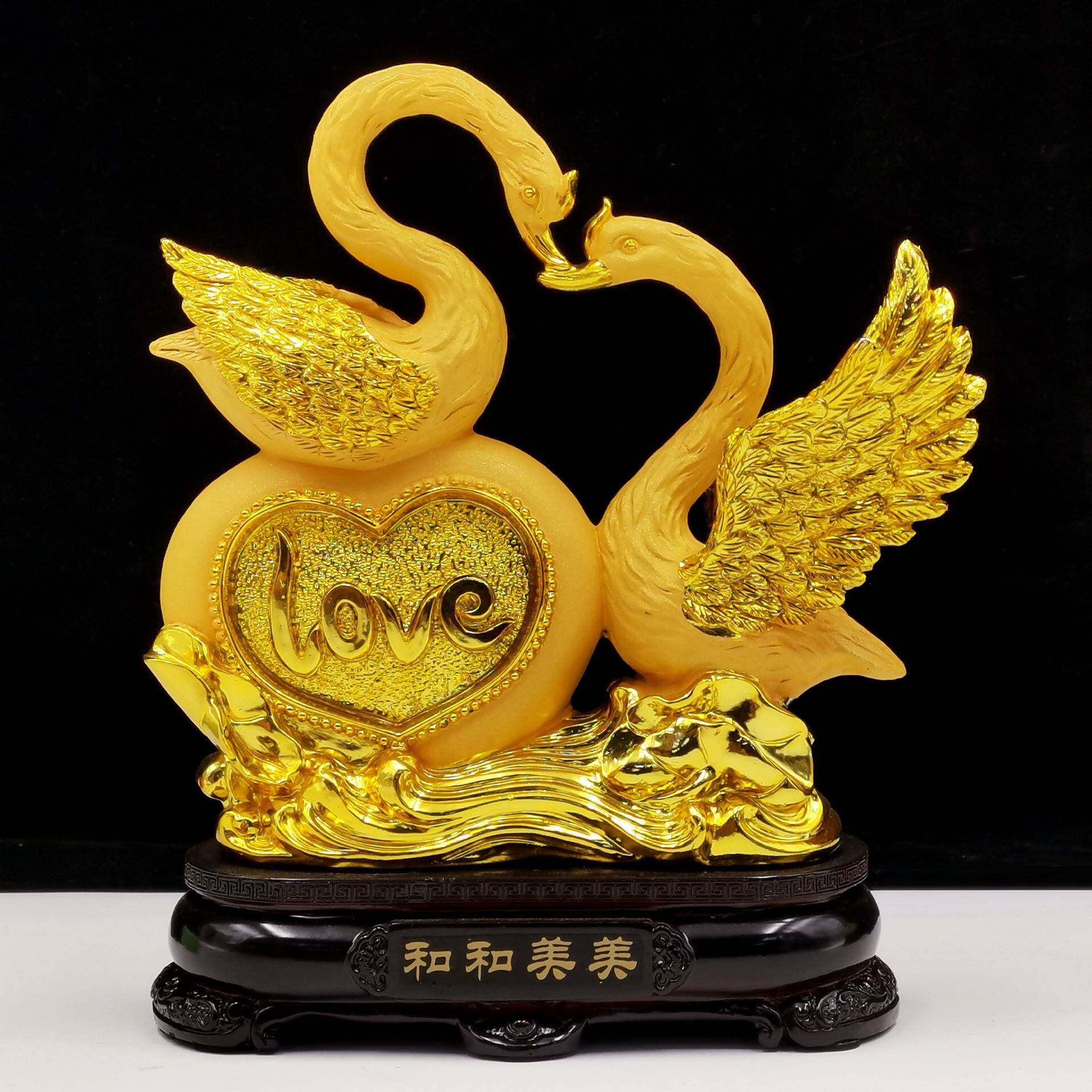 百年好合天鹅摆件一对结婚礼物客厅新房摆设送闺蜜朋友新婚庆礼品